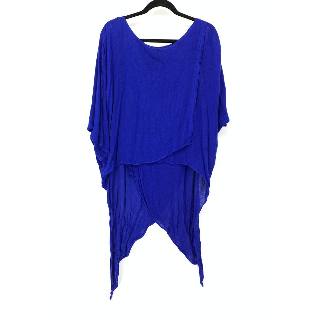 American Vintage Asymmetric Draped Top Womens Medium Blue Dolman Sleeve Knit